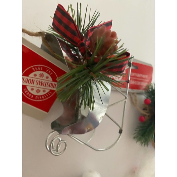 Buffalo Check plaid Santa Sleigh Christmas ornaments collection set bundle lot - Picture 5 of 11